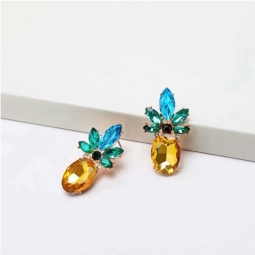 Vibrant Blue and Gold Gemstone Earrings